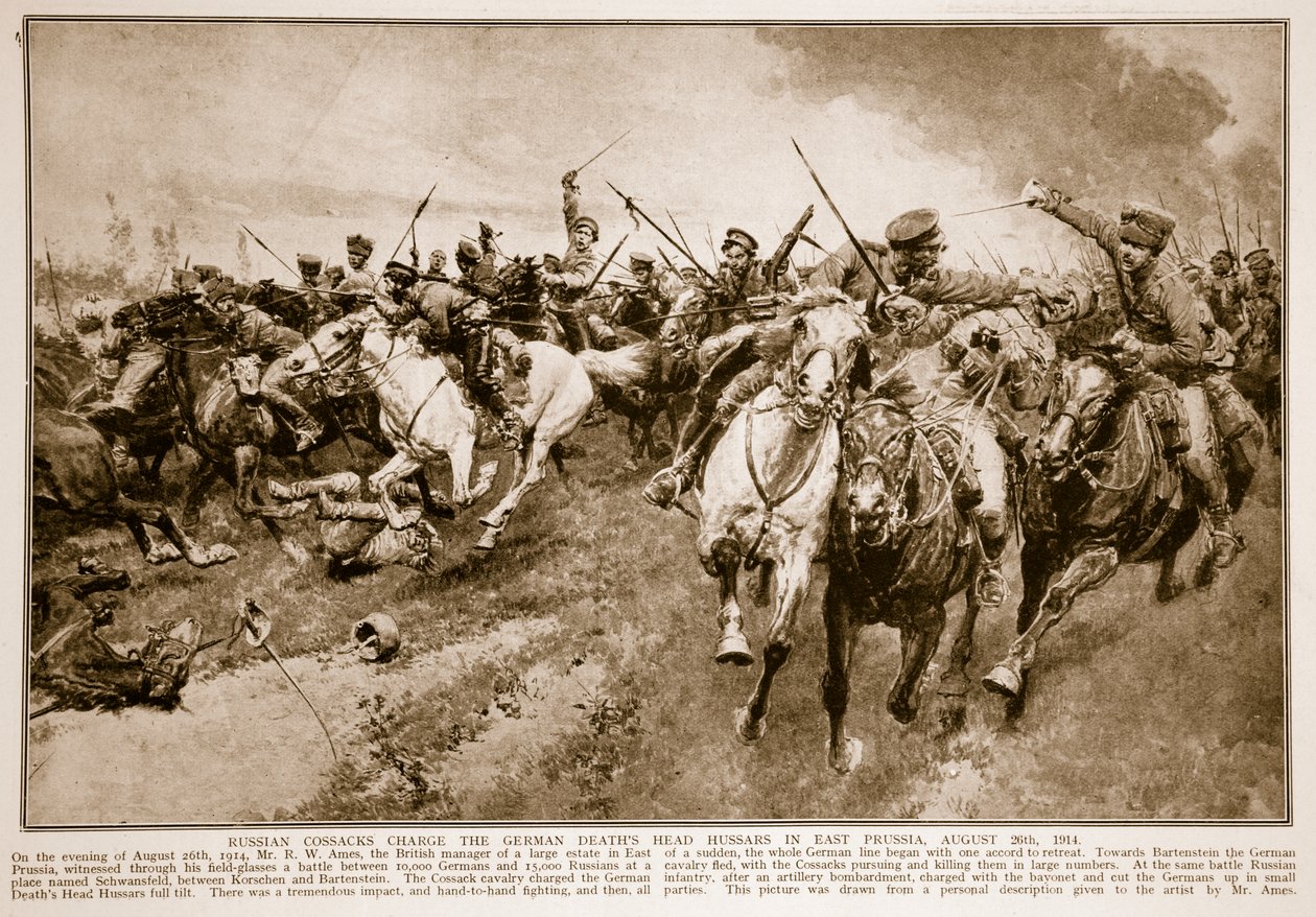 القوزاق الروس يتهمون رأس فرسان الموتى الألمان ، 1914-1919 بواسطة مدرسة اللغة الإنجليزية