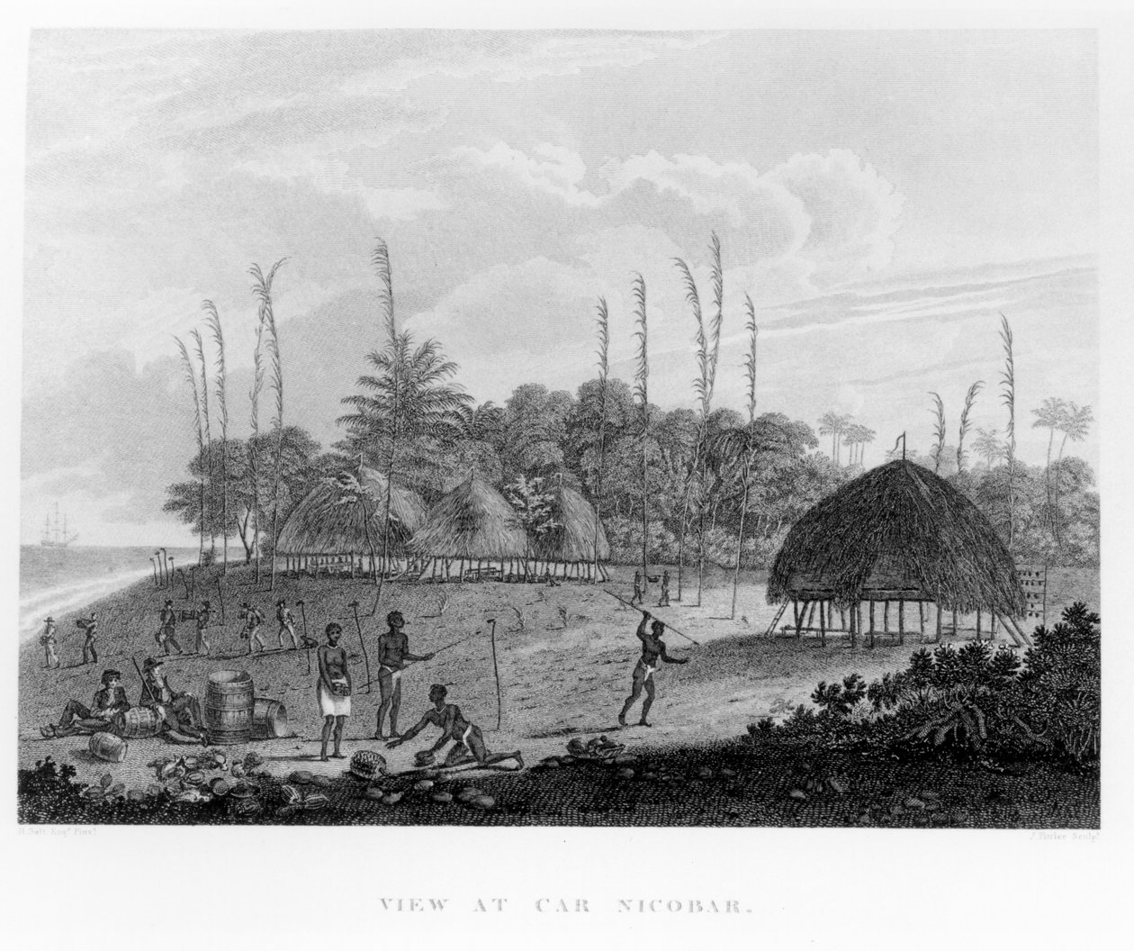 البحارة الذين يجمعون الأحكام في Car Nicobar ، من Voyages and Travels to India ، Ceylon ، The Red Sea ... بواسطة George ، Viscount Valentia ، تم نشره عام 1809 بواسطة مدرسة اللغة الإنجليزية