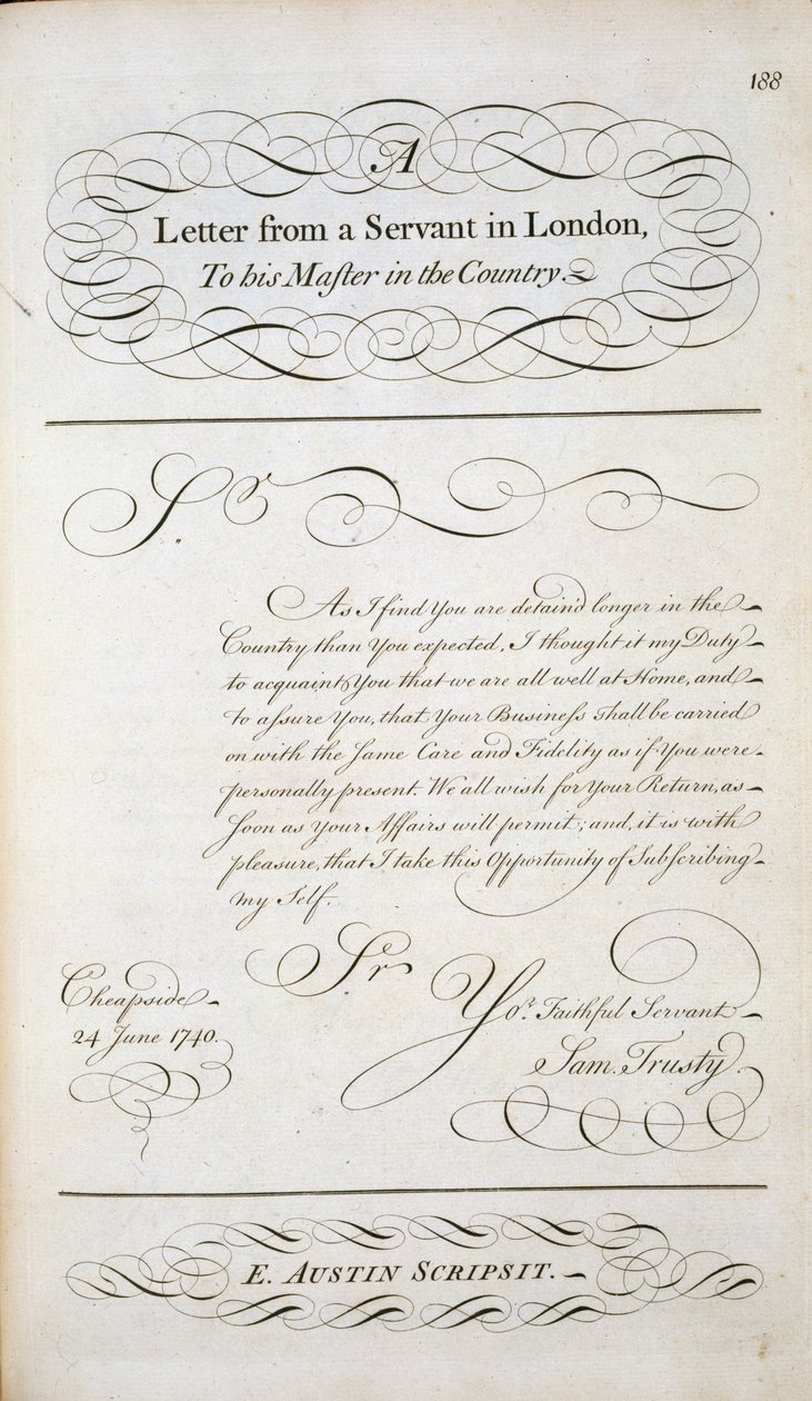 عينة من كتاب نمط الحروف ، ج .1740 بواسطة مدرسة اللغة الإنجليزية