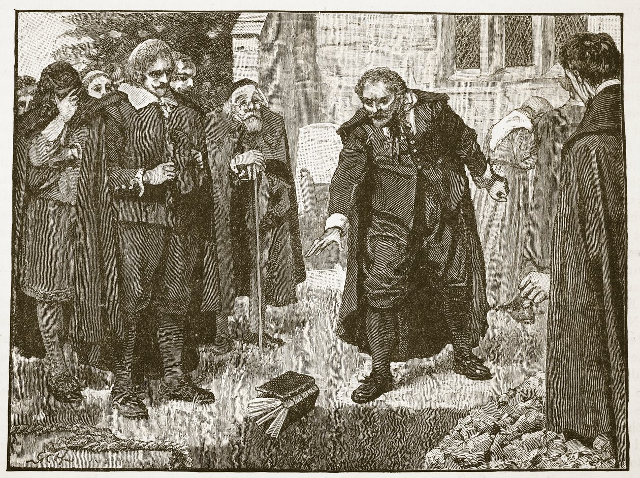 مشهد في جنازة Chillingworth ، التوضيح من Cassells Illustrated History of England (sepia photo) بواسطة مدرسة اللغة الإنجليزية