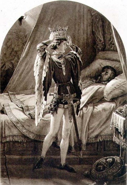 مشهد من هنري الرابع (الجزء الأول) الفصل الرابع ، المشهد 2 بقلم ويليام شكسبير (1564-1616) (نقش) بواسطة مدرسة اللغة الإنجليزية