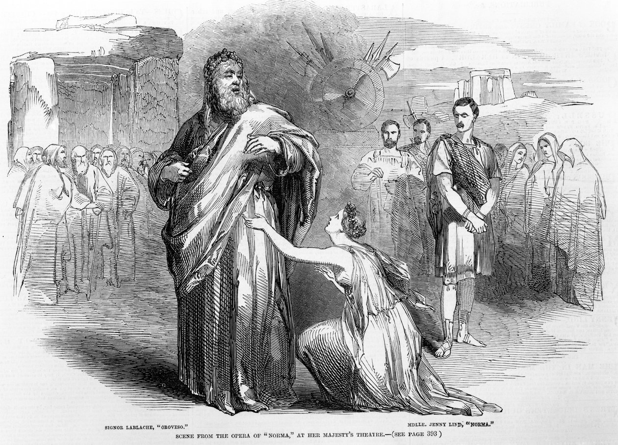 مشهد من الأوبرا نورما في مسرح صاحبة الجلالة ، لندن ، 1847 بواسطة مدرسة اللغة الإنجليزية