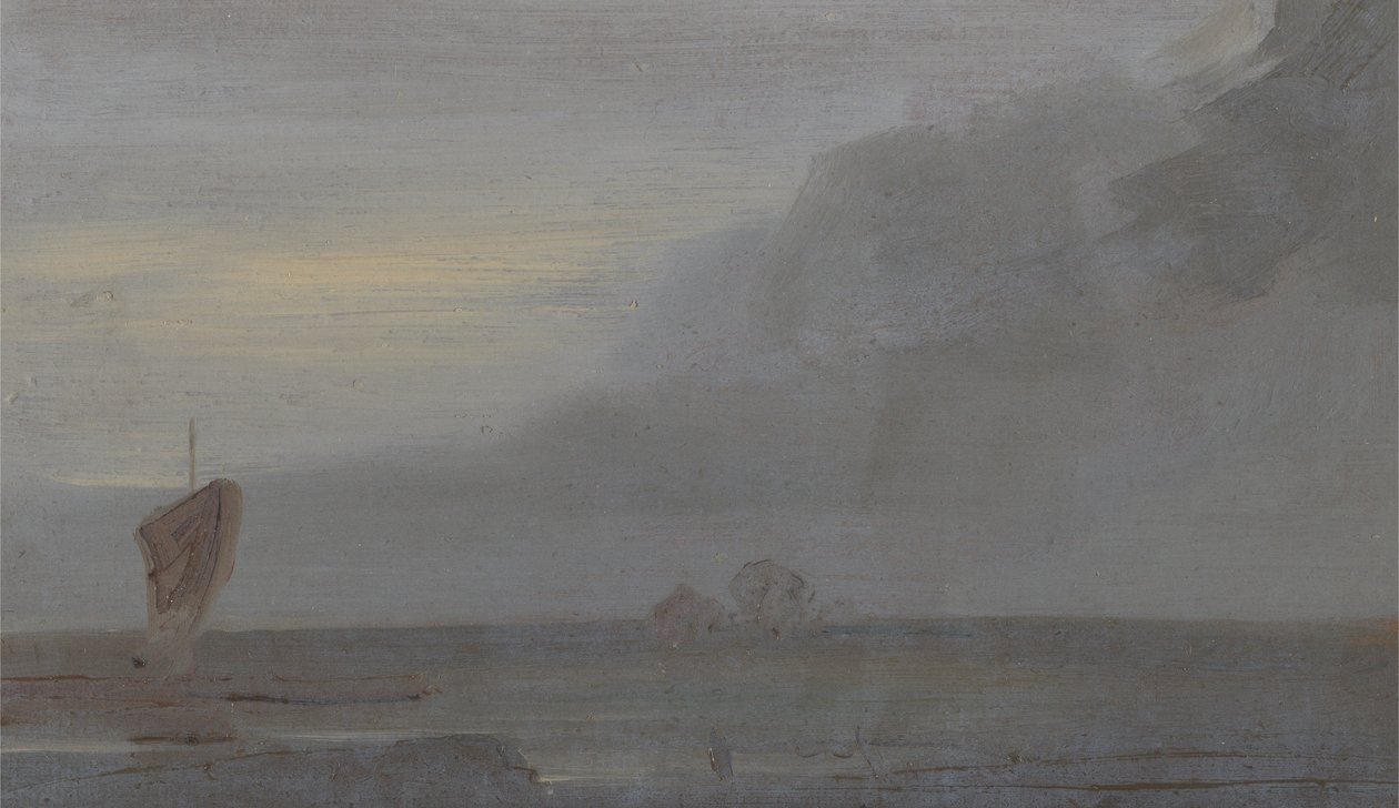 Seapiece مع قوارب: مساء ، نُسبت سابقًا إلى JMW Turner (1775-1851) ونُسبت أيضًا إلى Peter de Wint (1784-1849) ، 1810-20 (زيت على ورق) بواسطة مدرسة اللغة الإنجليزية