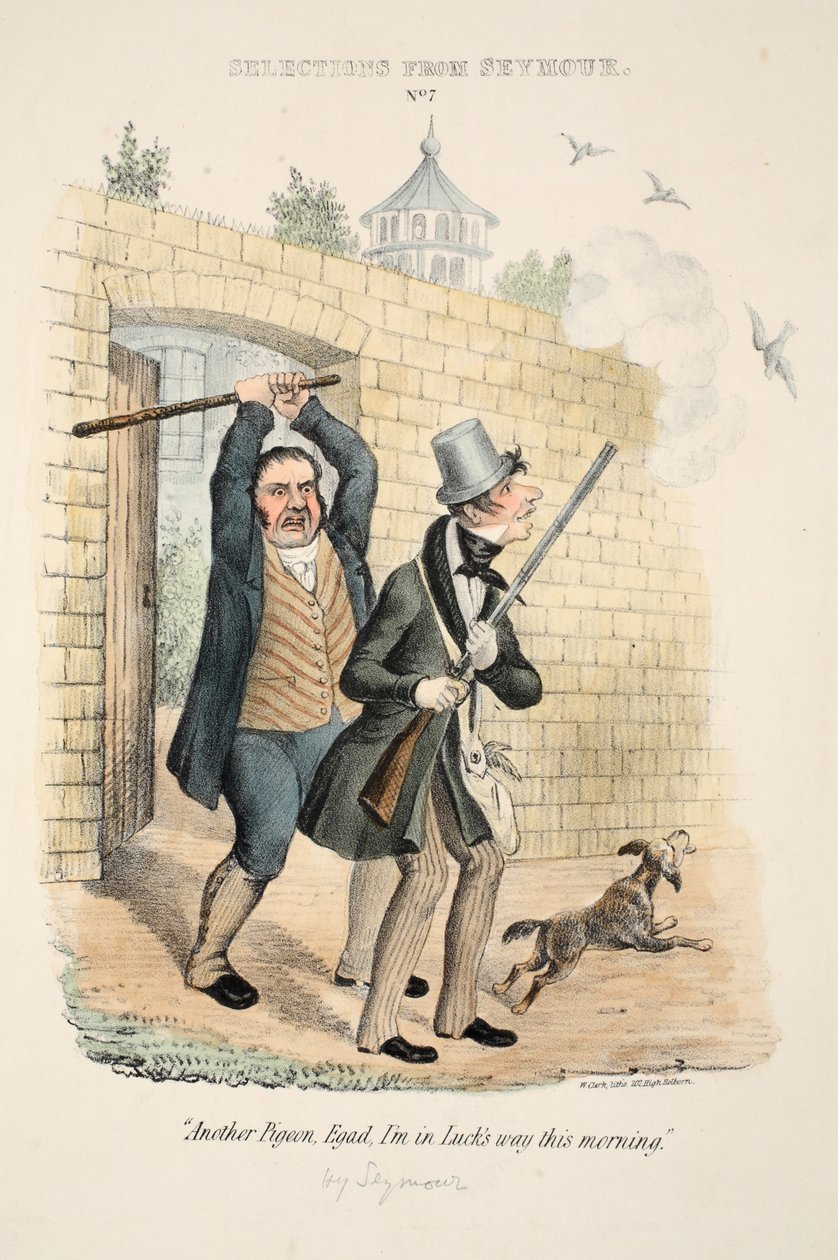 مختارات من سيمور: رقم 7 ، "حمامة أخرى ، عقاد ، أنا في طريق الحظ هذا الصباح" ، حانة ج. 1840 (نقش ملون يدوي) بواسطة مدرسة اللغة الإنجليزية
