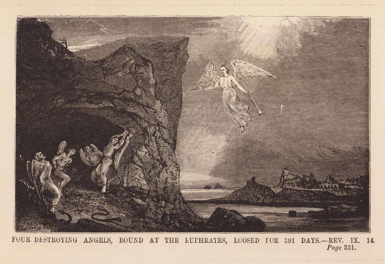 الملاك السادس يطلق سراح الملائكة الأربعة المربوطين بنهر الفرات (نقش) بواسطة مدرسة اللغة الإنجليزية