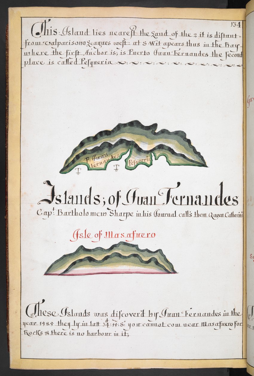 Sloane MS 44، f.269v، Map of Juan Fernández in William Hack