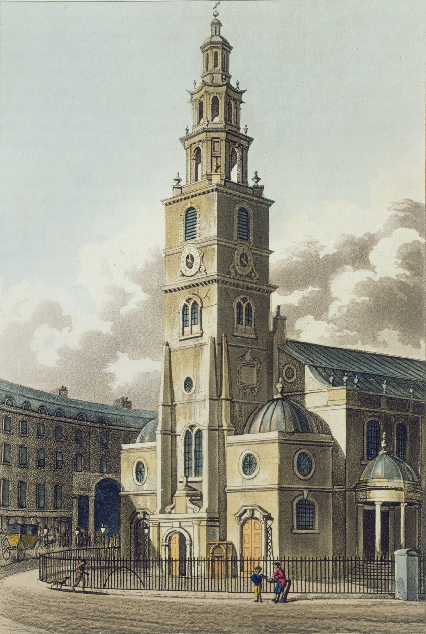 كنيسة القديس كليمنت ديانز ، حانة. بقلم رودولف أكرمان (1764-1834) 1816 (أكواتينت) بواسطة مدرسة اللغة الإنجليزية