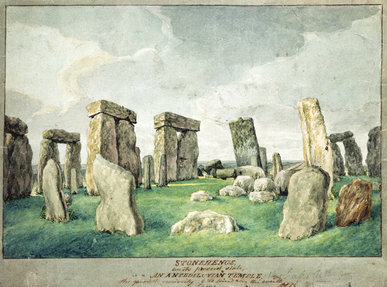 ستونهنج في حالته الحالية ، معبد Anpedilunian ، 1821 (مرحاض على ورق) بواسطة مدرسة اللغة الإنجليزية