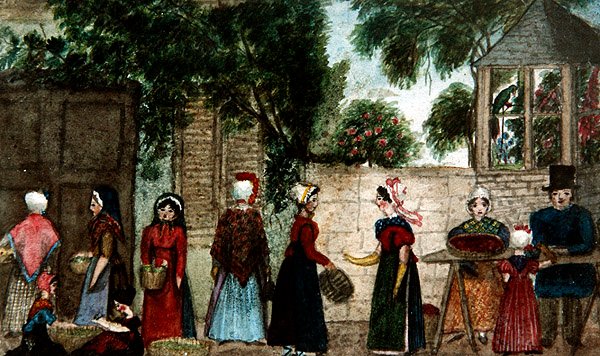 مشهد سوق الشارع ، حوالي 1840 (ألوان مائية على ورق) بواسطة مدرسة اللغة الإنجليزية