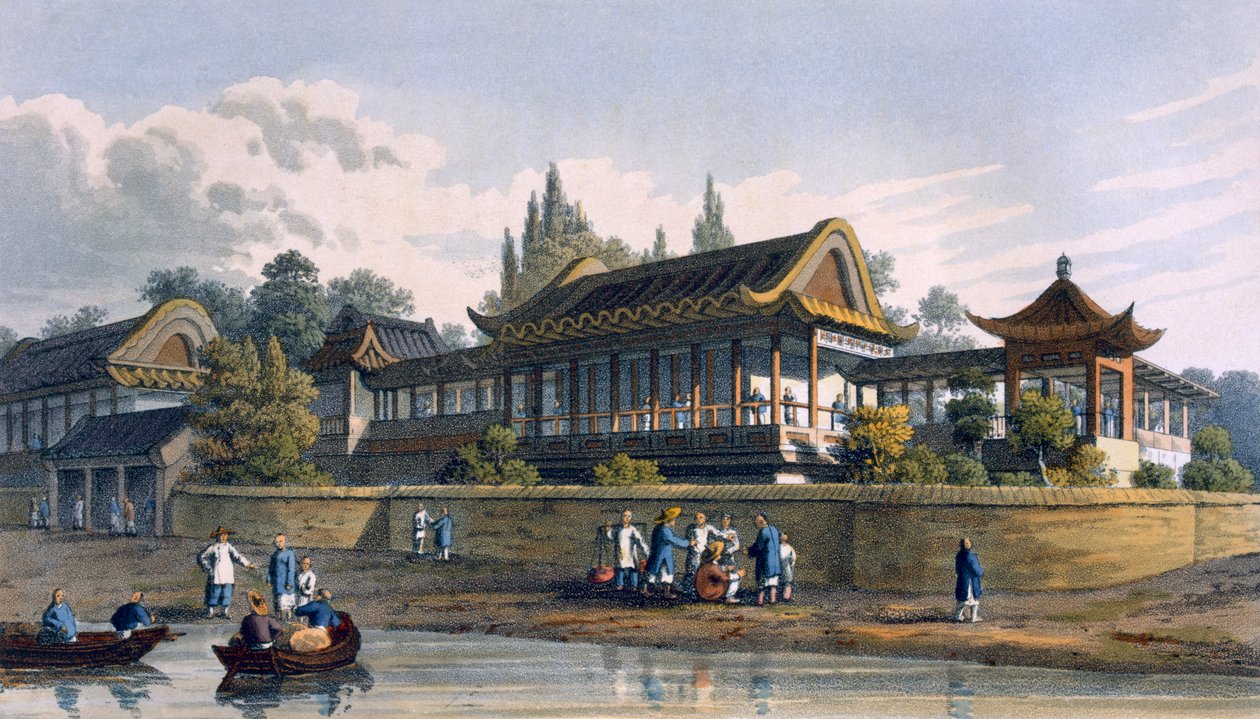القصر الصيفي للإمبراطور ، مقابل مدينة Tien-Sing ، 1817 بواسطة مدرسة اللغة الإنجليزية