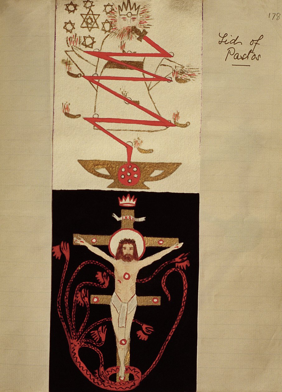 تصميمات رمزية على غطاء Pastos في قبو الأديب ، c.1895 (حبر ملون على الورق) بواسطة مدرسة اللغة الإنجليزية