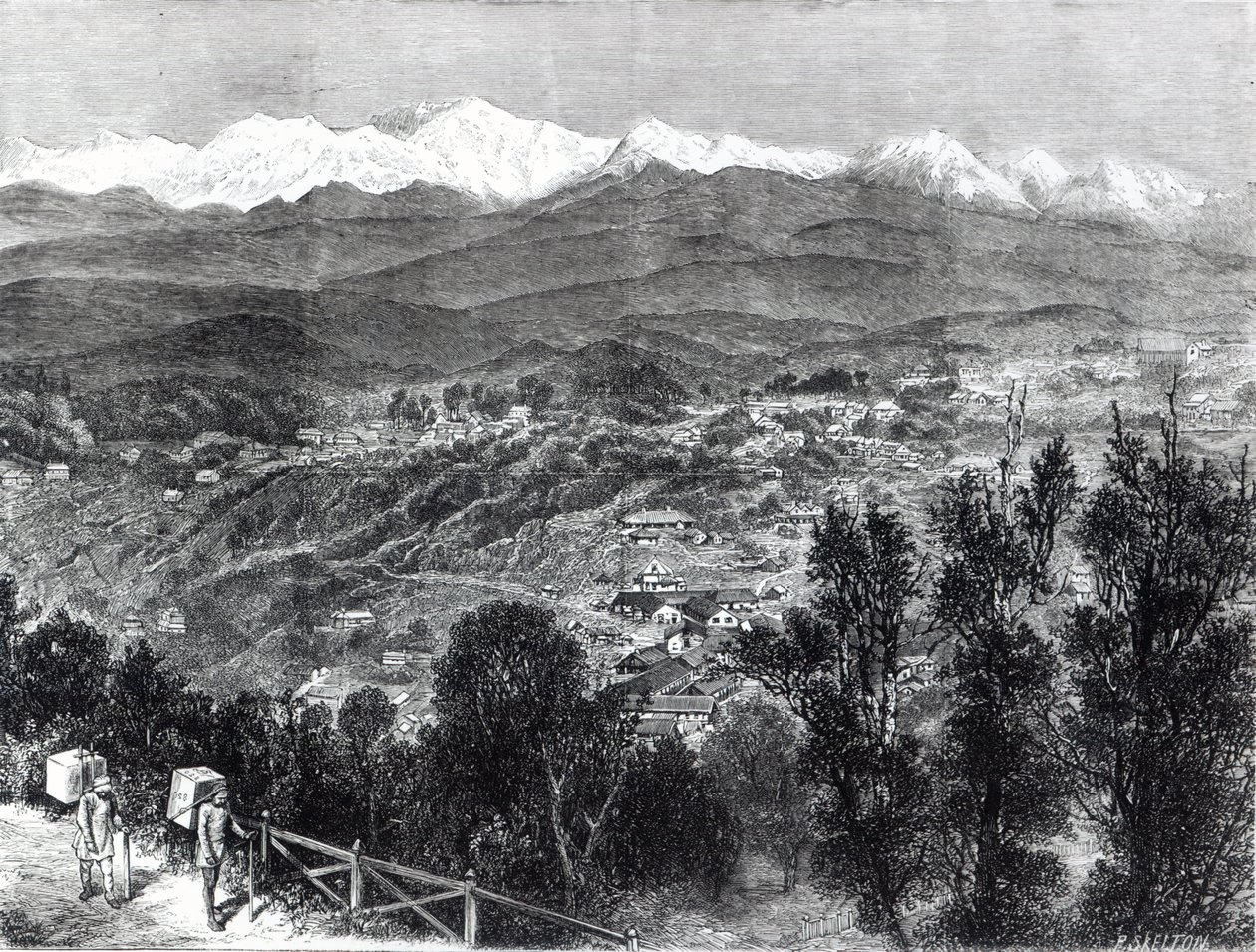زراعة الشاي في الهند البريطانية - منظر دارجيلنغ من الجنوب ، 1876 بواسطة مدرسة اللغة الإنجليزية