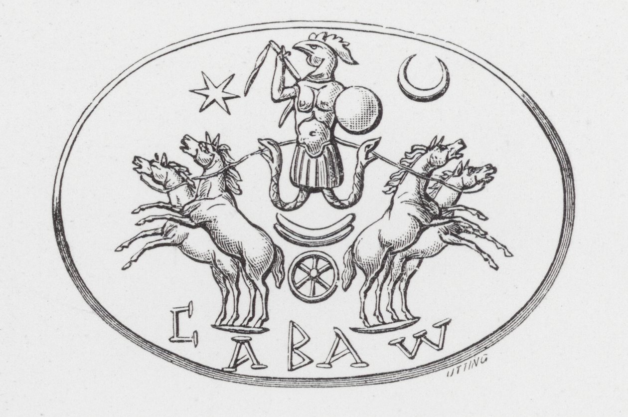 The Abraxas-god in the car of Phoebus (engraving) بواسطة مدرسة اللغة الإنجليزية