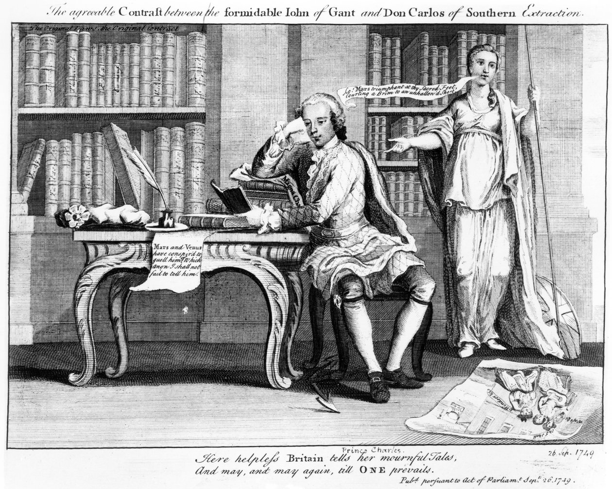 التناقض المقبول بين جون غانت الهائل ودون كارلوس من الاستخراج الجنوبي ، 1749 بواسطة مدرسة اللغة الإنجليزية