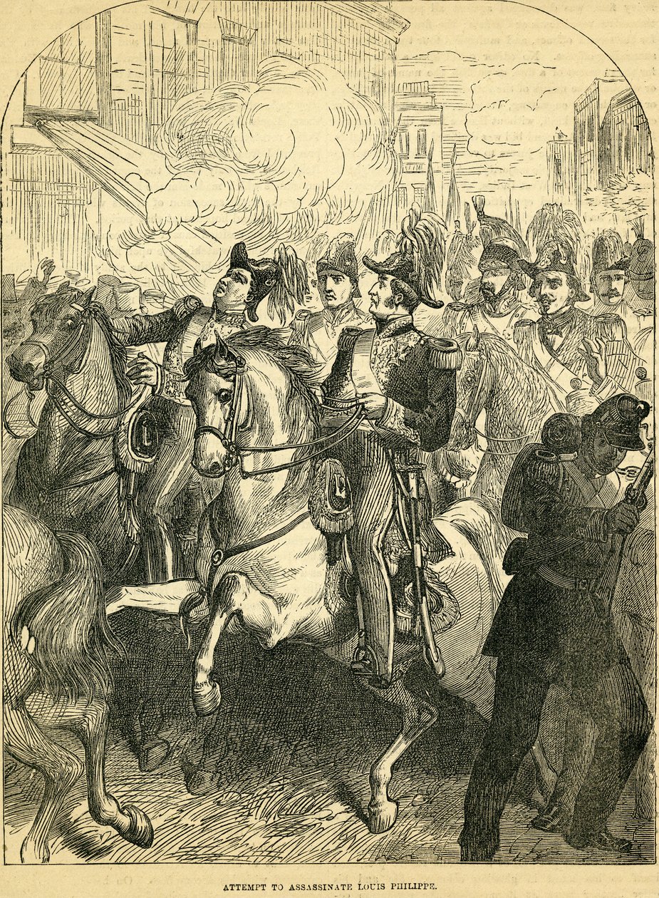 محاولة اغتيال الملك لويس فيليب ملك فرنسا ، صورة مأخوذة من Cassells Illustrated History of England، 18571858 بواسطة مدرسة اللغة الإنجليزية