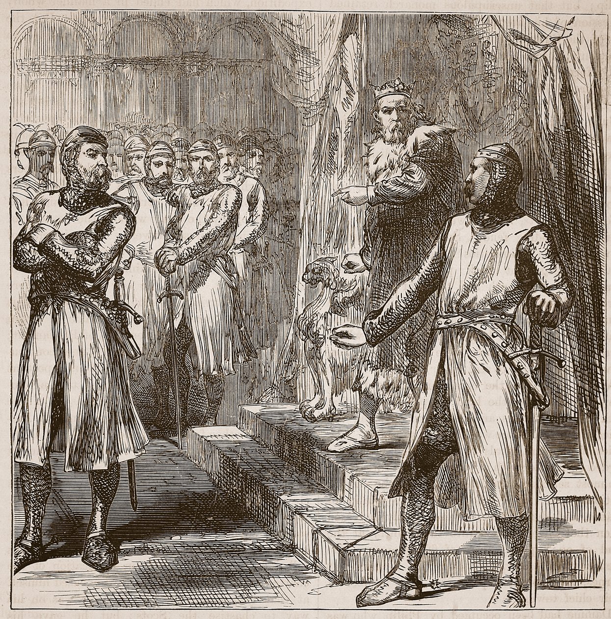 ثورة البارون ضد الملك ، رسم توضيحي من Cassells Illustrated History of England (sepia photo) بواسطة مدرسة اللغة الإنجليزية