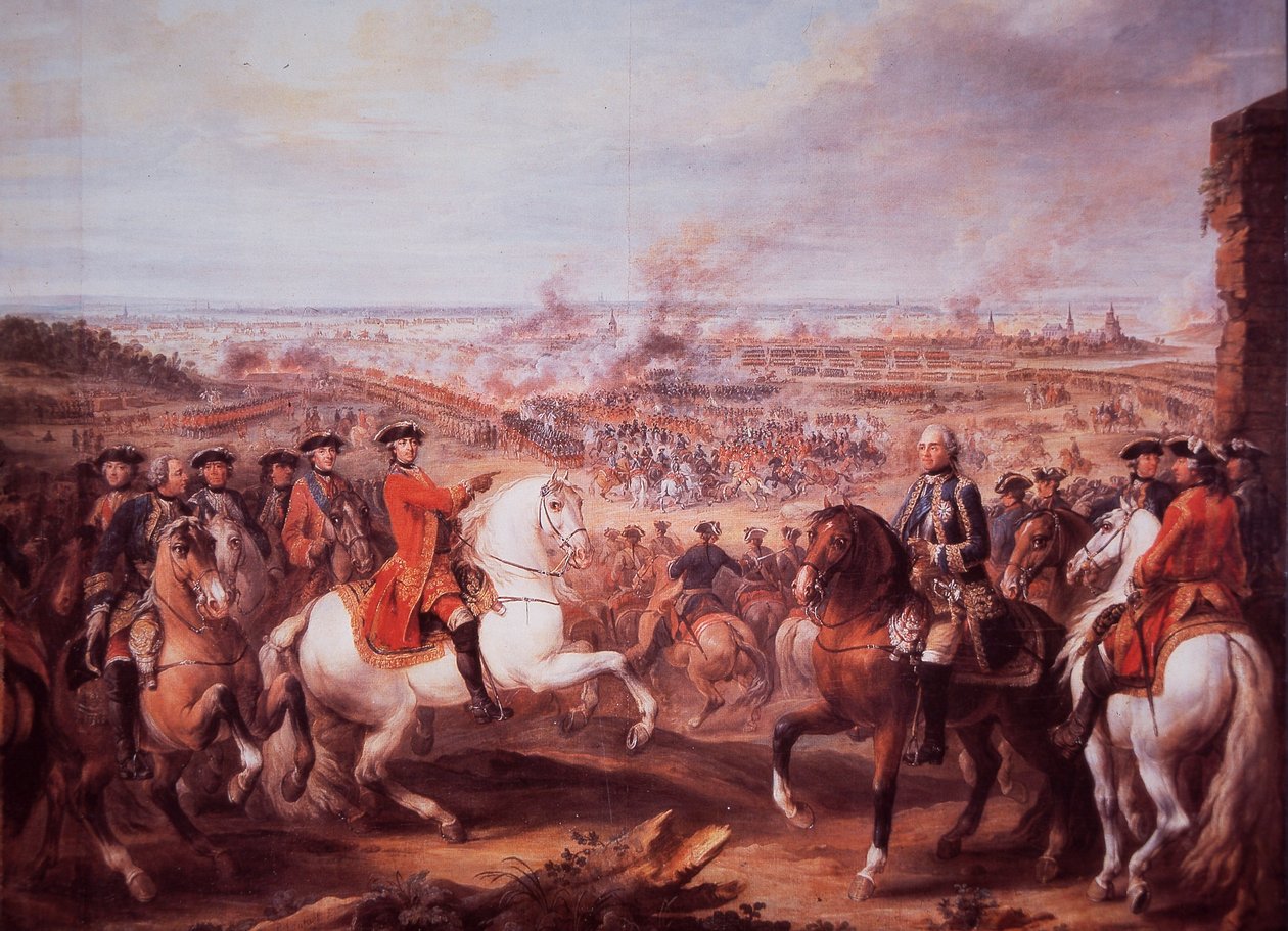 The Battle of Fontenoy (colour litho) بواسطة مدرسة اللغة الإنجليزية