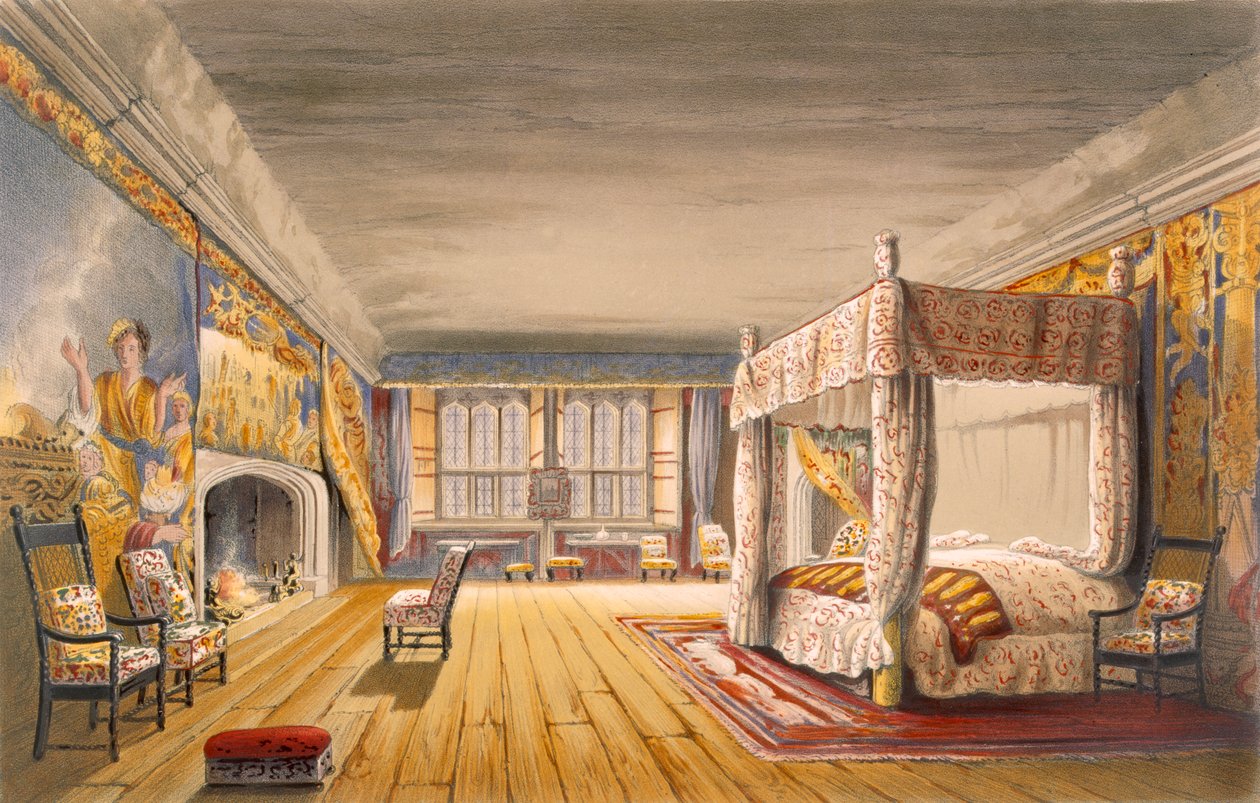 أفضل غرفة نوم ، Cotehele House ، c.1830-40 بواسطة مدرسة اللغة الإنجليزية