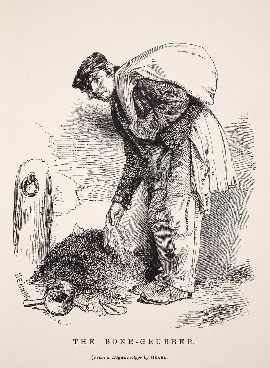The Bone-Grubber ، بعد نموذج daguerreotype بقلم ريتشارد بيرد ، توضيح من London Labour و London Poor بقلم Henry Mayhew ، حانة. 1862 بواسطة مدرسة اللغة الإنجليزية