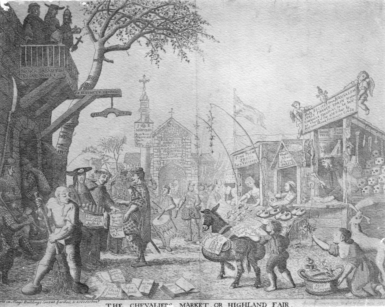سوق Chevaliers ، أو Highland Fair ، نشره جورج بيكهام الأصغر ، 1745 بواسطة مدرسة اللغة الإنجليزية