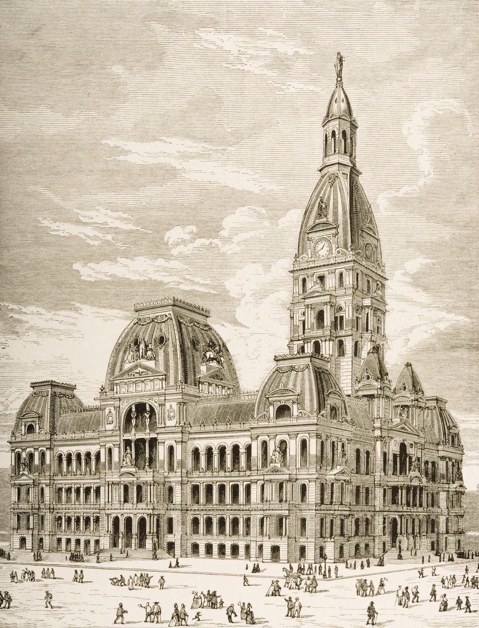 مجلس المدينة ، شيكاغو ، c.1870 ، من "الصور الأمريكية" التي نشرتها جمعية المسالك الدينية ، 1876 بواسطة مدرسة اللغة الإنجليزية