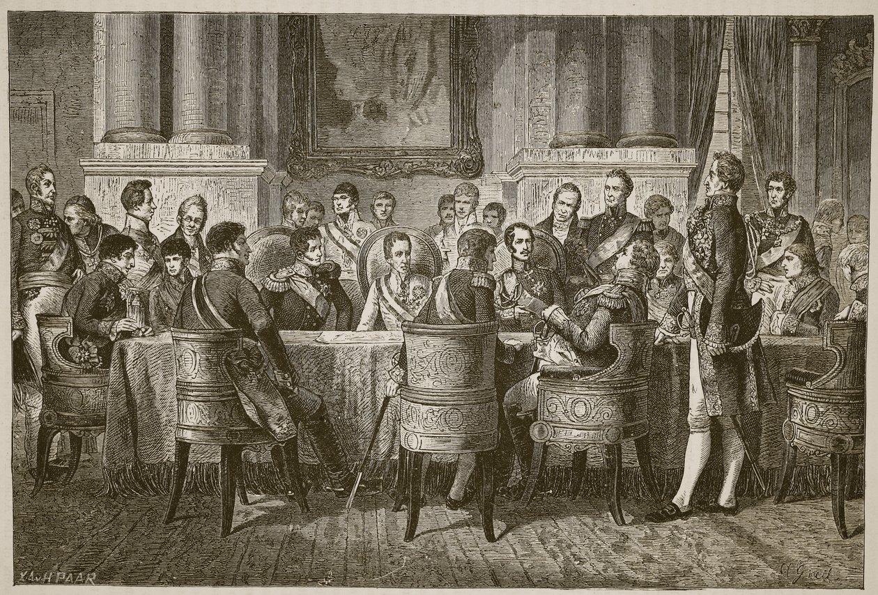مؤتمر فيينا ، رسم توضيحي من Cassells Illustrated تاريخ إنجلترا (صورة بني داكن) بواسطة مدرسة اللغة الإنجليزية