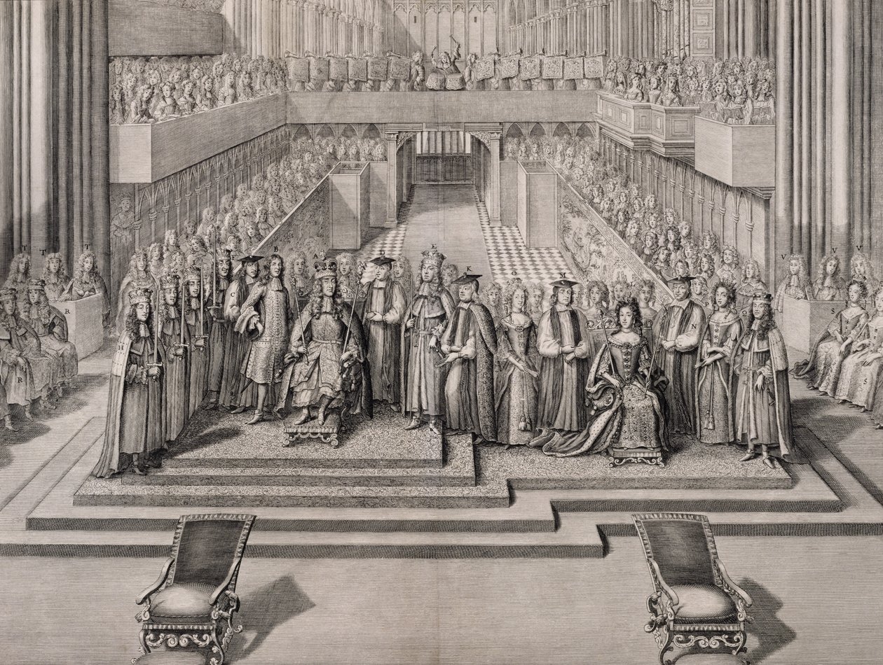 تتويج الملك جيمس الثاني (1633-1701) وزوجته الثانية ماري مودينا (1658-1718) 1685 بواسطة مدرسة اللغة الإنجليزية