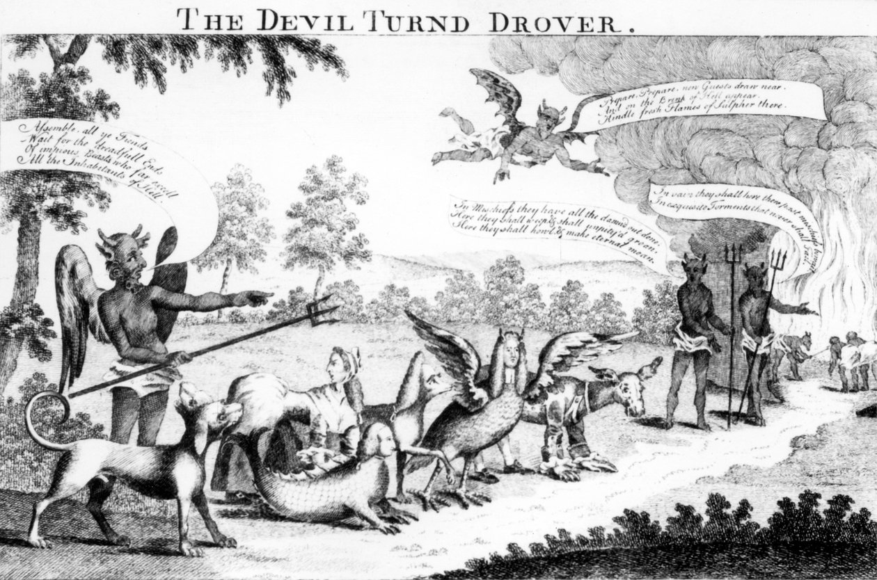 The Devil turnd Drover ، نشره ويليام ترينجهام ، 1756 بواسطة مدرسة اللغة الإنجليزية