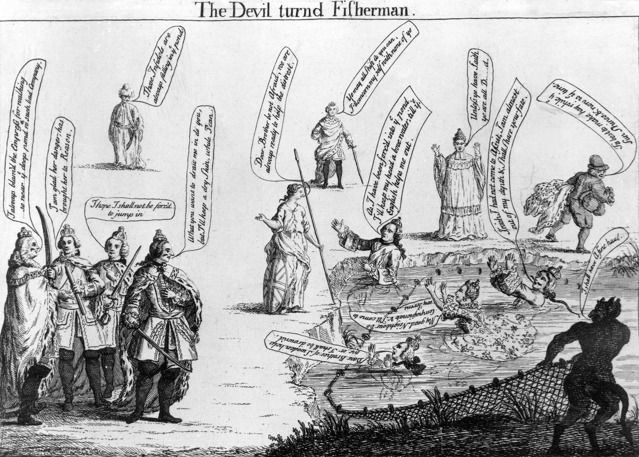 تحول الشيطان إلى صياد ، 1757 بواسطة مدرسة اللغة الإنجليزية