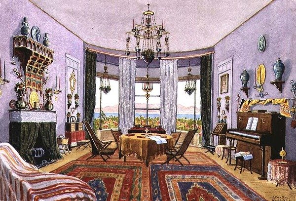 غرفة الرسم ، Woodford Cottage ، جبل طارق بواسطة مدرسة اللغة الإنجليزية