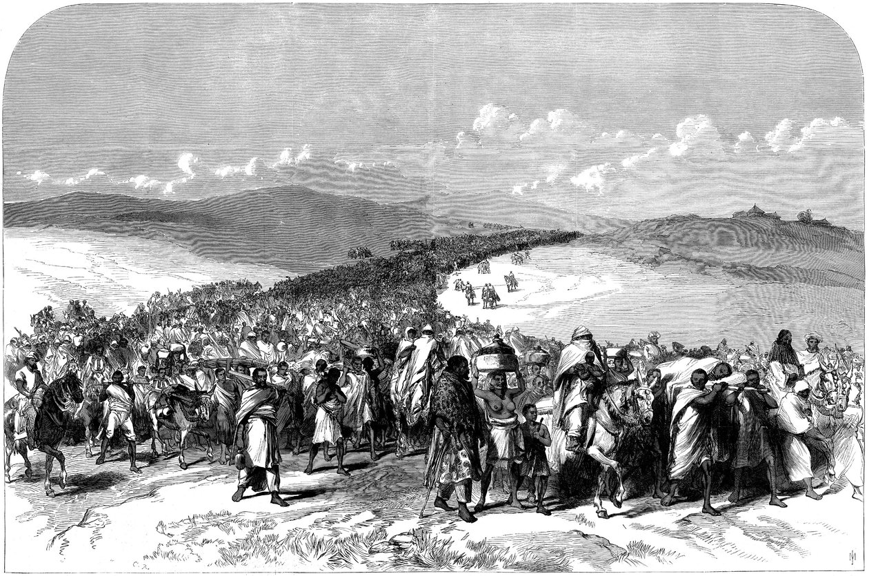 نزوح جيش تيودور المكسور ، من البعثة البريطانية إلى الحبشة ، 1868 بواسطة مدرسة اللغة الإنجليزية
