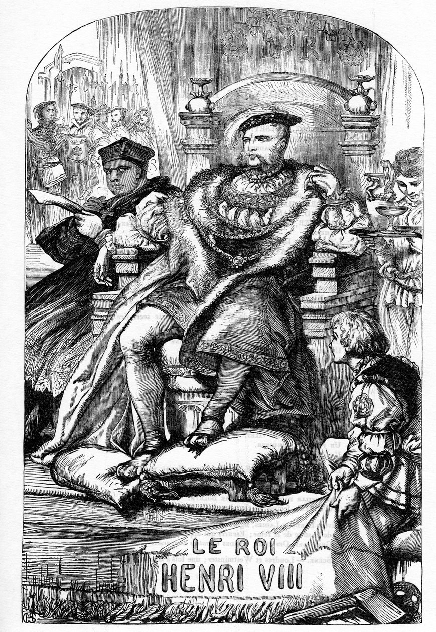 التاريخ الشهير لحياة الملك هنري الثامن - رسم توضيحي في "" الأعمال الكاملة لوليام شكسبير "" 1866 - الرسوم التوضيحية والشكل العام لهذه الطبعة مستعارة من شكسبير المصور لكاسيل ، والذي نُشر في لندن بواسطة مدرسة اللغة الإنجليزية