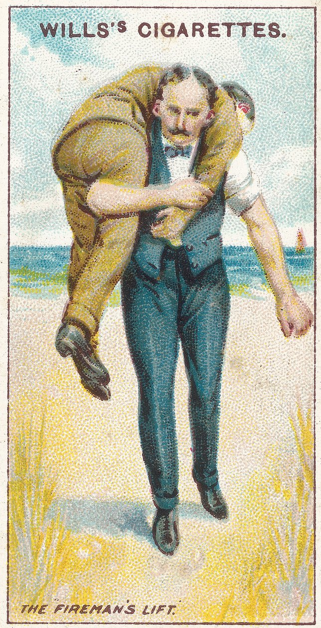 قام رجال Firemans برفع رقم 2 ، رقم 19 من سلسلة الإسعافات الأولية لبطاقات Willss ، 1913 بواسطة مدرسة اللغة الإنجليزية