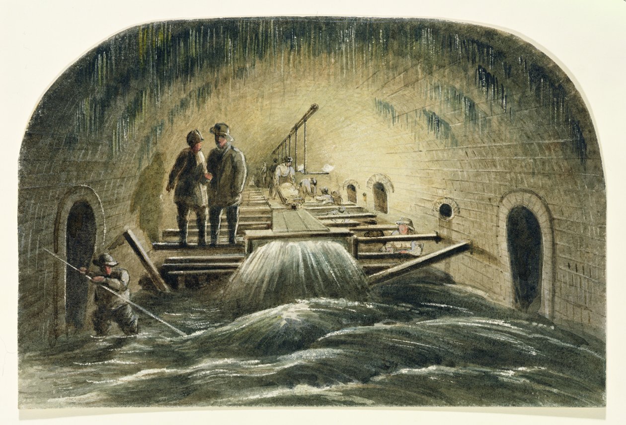 The Fleet Sewer ، c.1840 (مرحاض على ورق) بواسطة مدرسة اللغة الإنجليزية