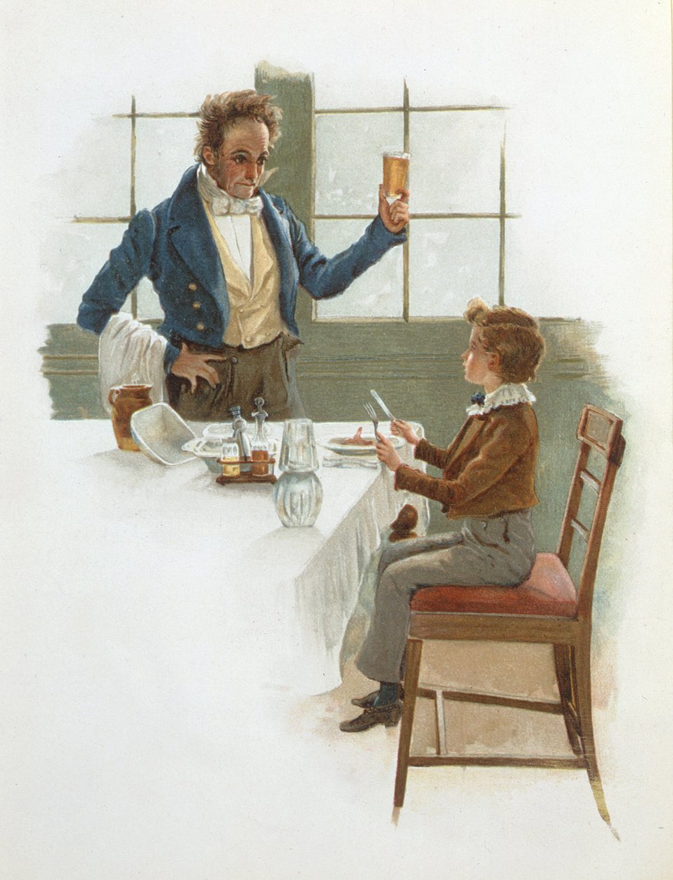النادل الودود ، رسم توضيحي لديفيد كوبرفيلد (1850) بقلم تشارلز ديكنز (1812-1870) بواسطة مدرسة اللغة الإنجليزية