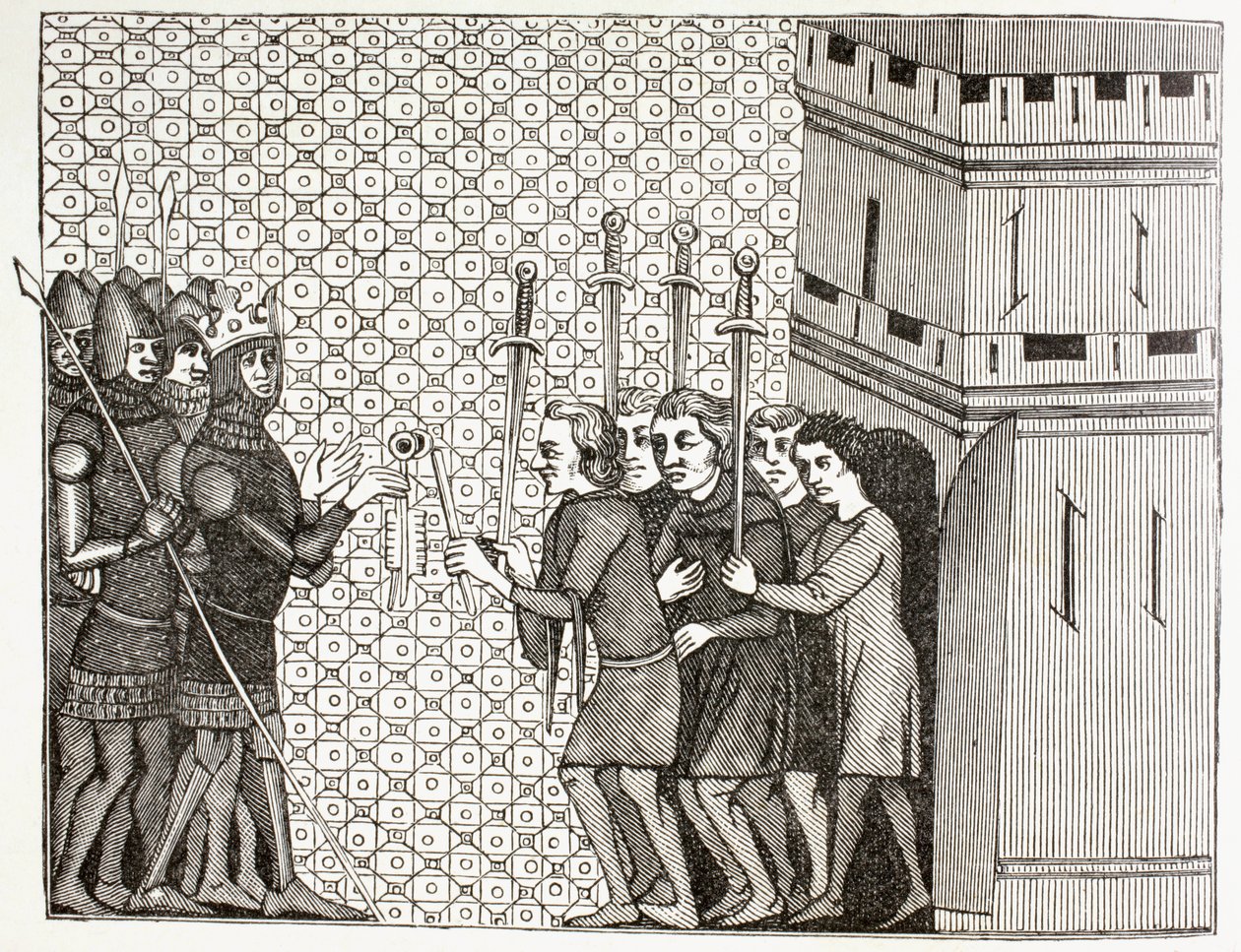 The Garrison Surrenders ، c.1880 بواسطة مدرسة اللغة الإنجليزية
