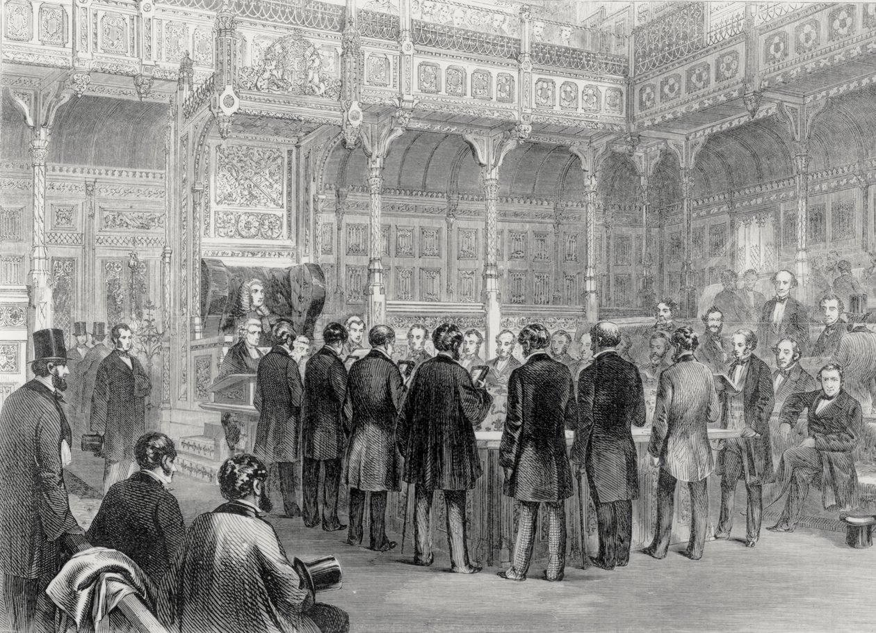 مجلس العموم: أداء أعضاء اليمين عام 1857 بواسطة مدرسة اللغة الإنجليزية
