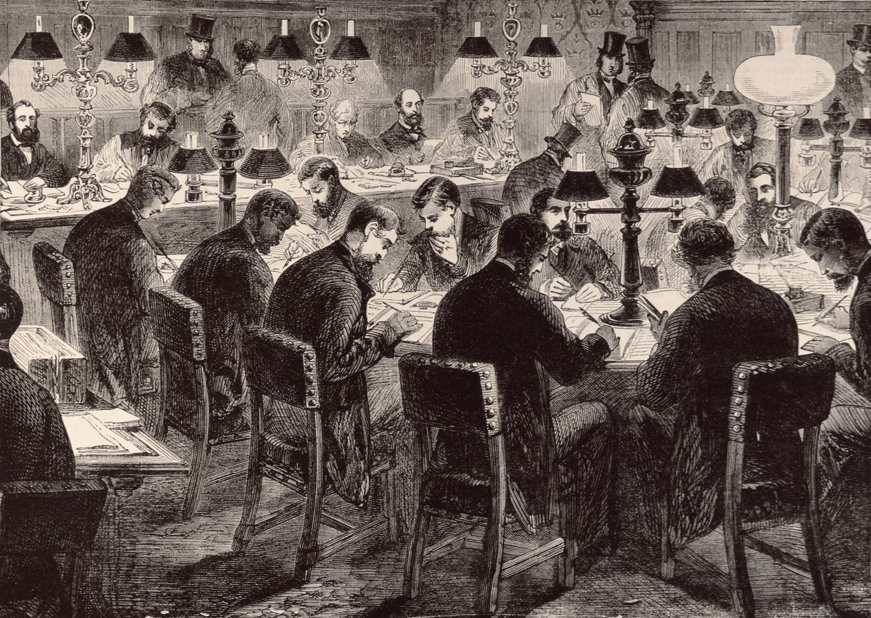 مجلس العموم: غرفة المراسل ، من "أخبار لندن المصورة" ، 18 فبراير 1882 بواسطة مدرسة اللغة الإنجليزية