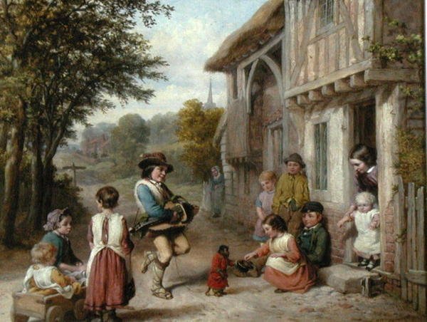 لاعب Hurdy-Gurdy ، حوالي 1865 (زيت على قماش) بواسطة مدرسة اللغة الإنجليزية