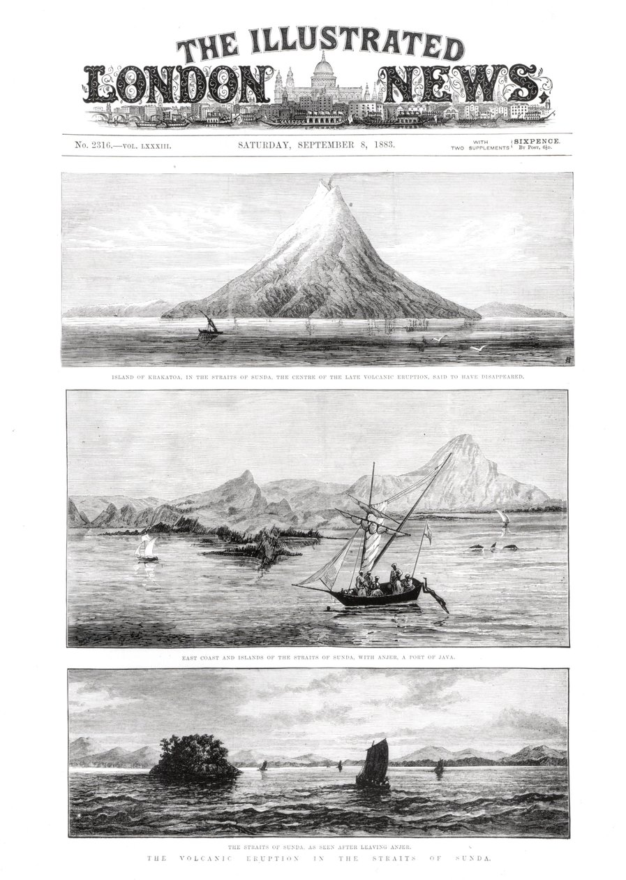 جزيرة كراكاتوا ، الغلاف الأمامي لأخبار لندن المصورة ، 8 سبتمبر 1883 بواسطة مدرسة اللغة الإنجليزية