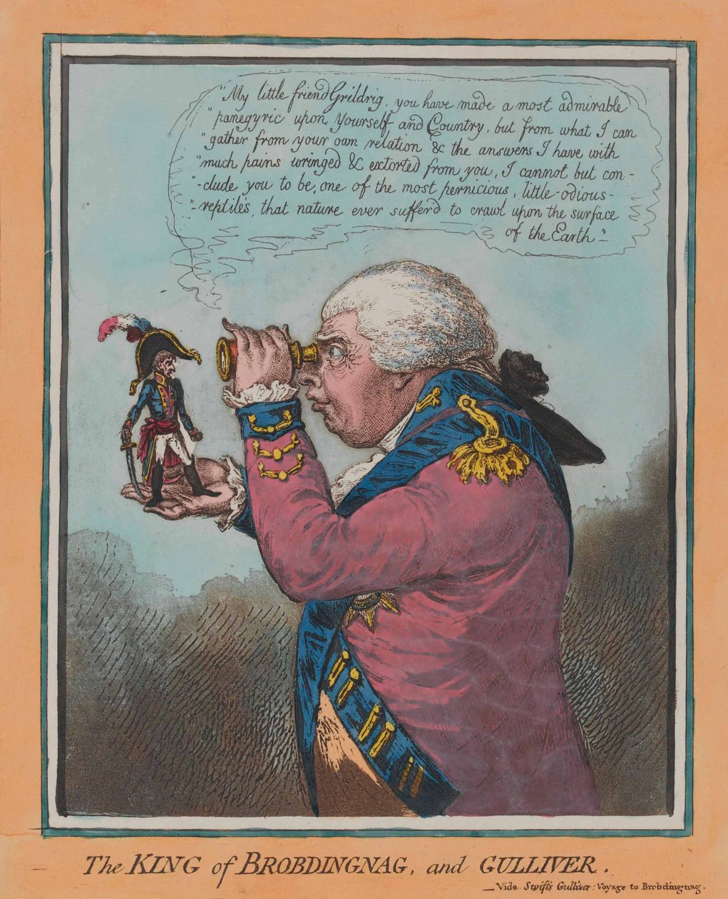 "ملك Brobdingnag و Gulliver" (مائية ملونة) بواسطة مدرسة اللغة الإنجليزية