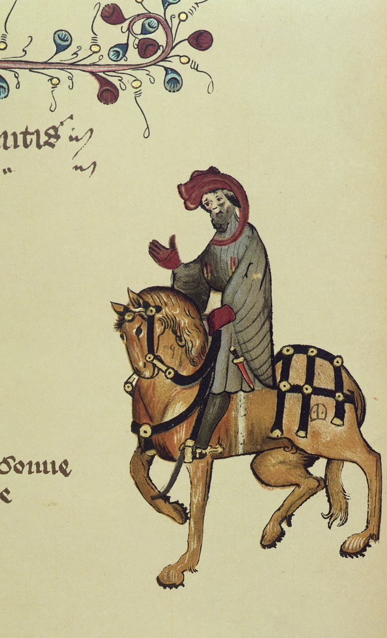 الفارس ، تفاصيل الفاكس من حكايات كانتربري ، بقلم جيفري تشوسر (c.1342-1400) بواسطة مدرسة اللغة الإنجليزية