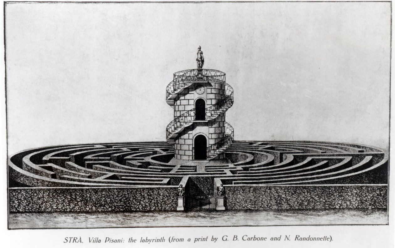 متاهة فيلا بيساني في سترا ، بعد طباعتها بقلم جيوفاني باتيستا كاربوني (1723-1783) ون. راندونيت بواسطة مدرسة اللغة الإنجليزية