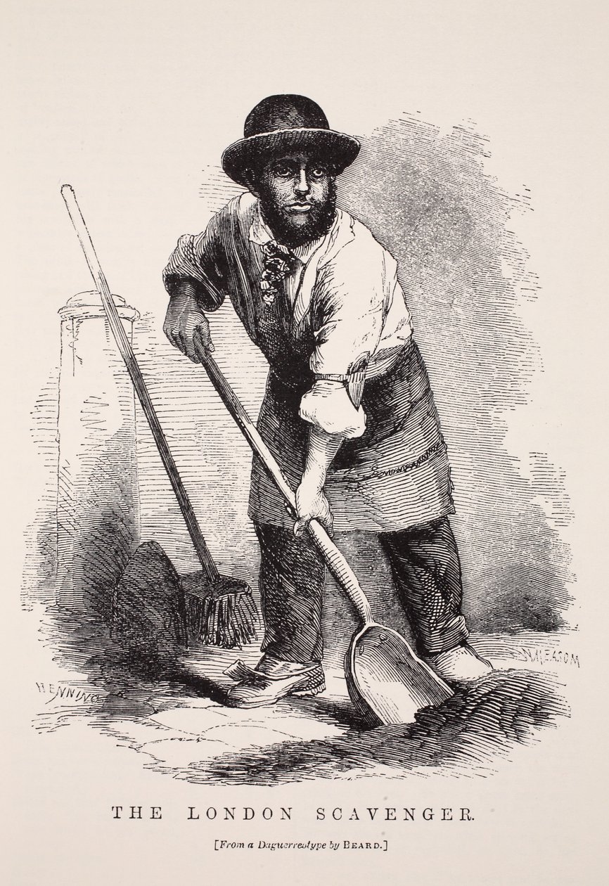 The London Scavenger ، بعد نمط داغر من تصميم ريتشارد بيرد ، توضيح من London Labour و London Poor بقلم Henry Mayhew ، حانة. 1862 بواسطة مدرسة اللغة الإنجليزية