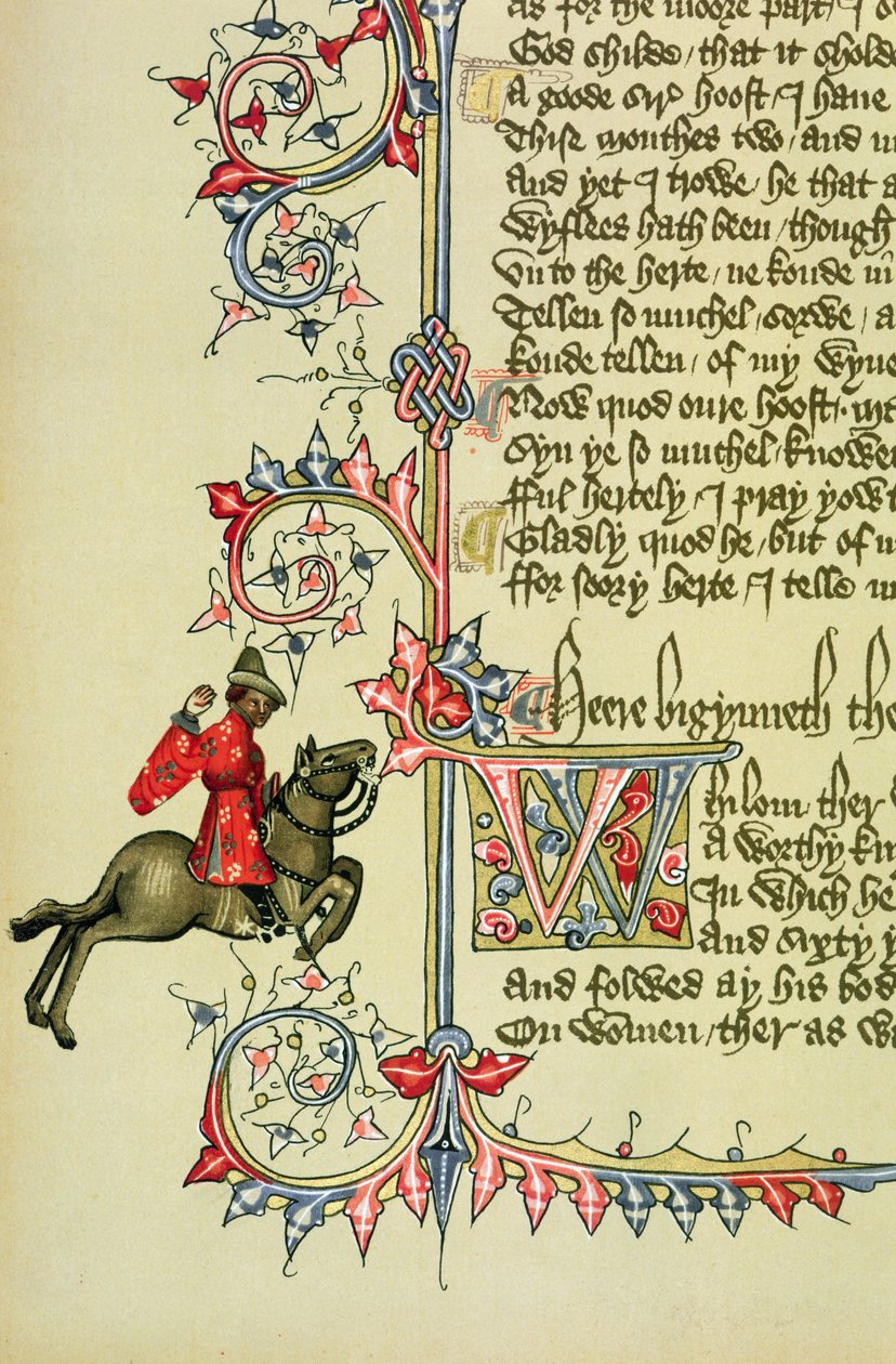 التاجر ، تفاصيل الفاكس من حكايات كانتربري ، بقلم جيفري تشوسر (c.1342-1400) بواسطة مدرسة اللغة الإنجليزية