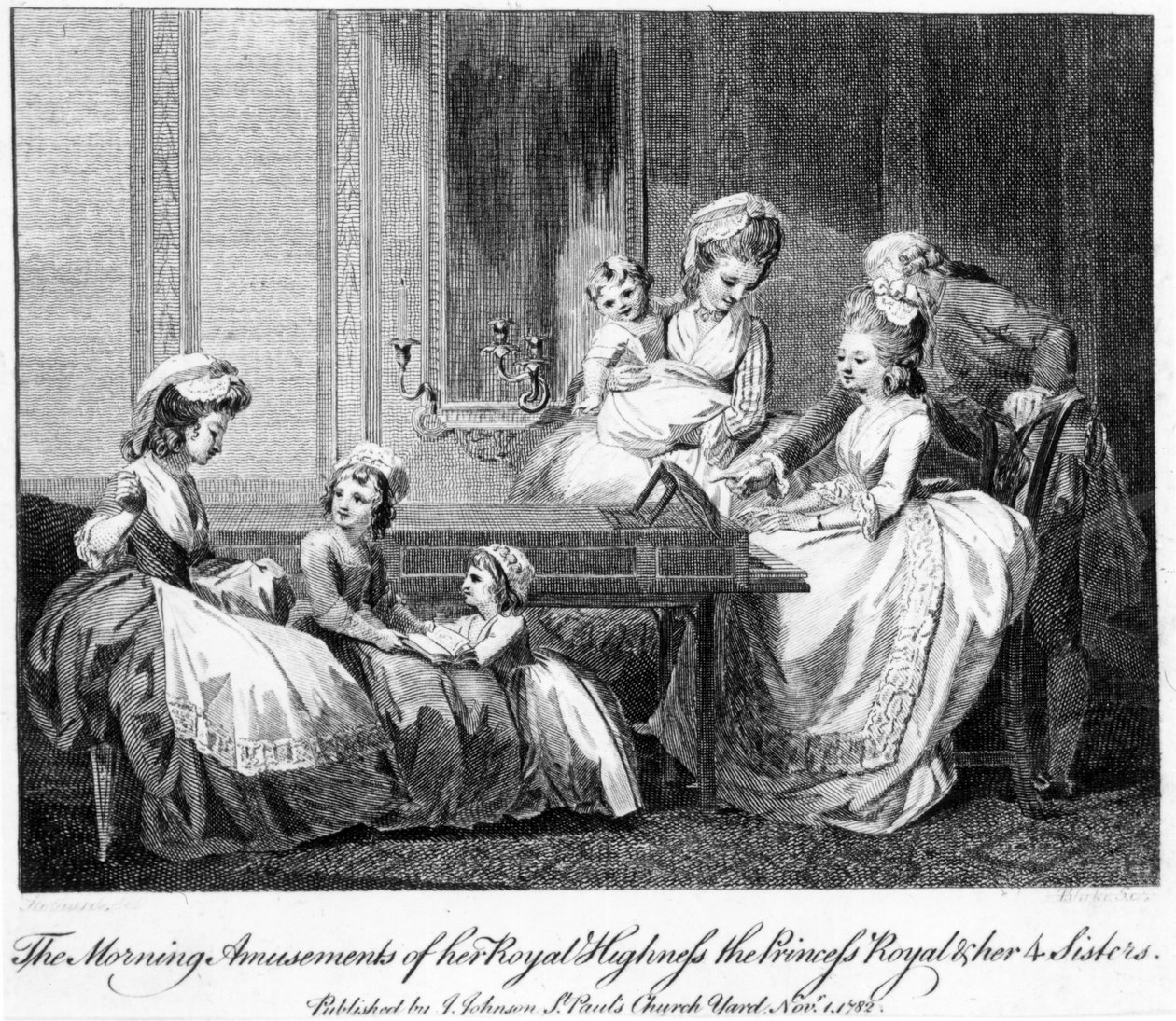تسلية صباح صاحبة السمو الملكي الأميرة الملكية وأخواتها الأربع 1782 بواسطة مدرسة اللغة الإنجليزية