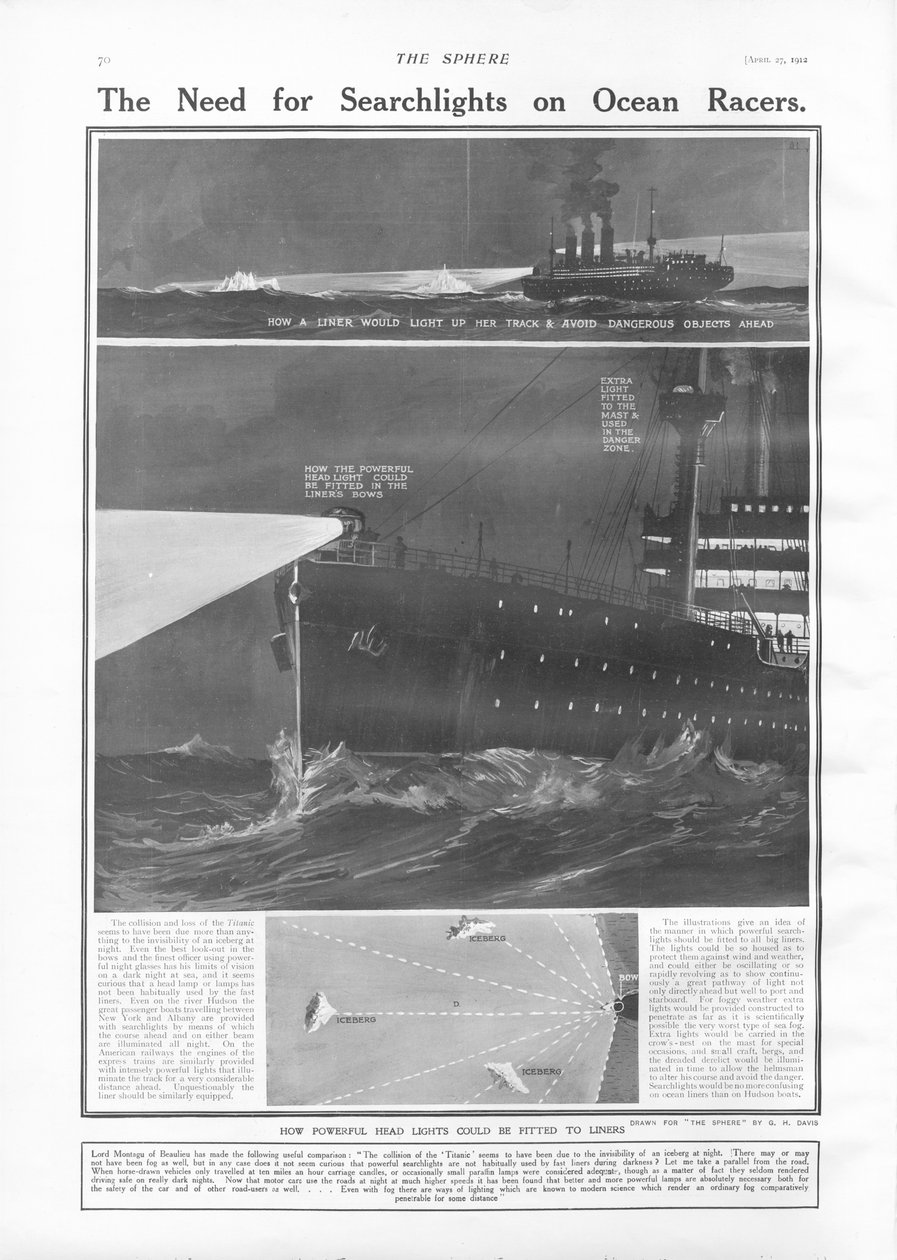 الحاجة إلى الكشافات على بطانات المحيط ، من المجال ، 27 أبريل 1912 بواسطة مدرسة اللغة الإنجليزية