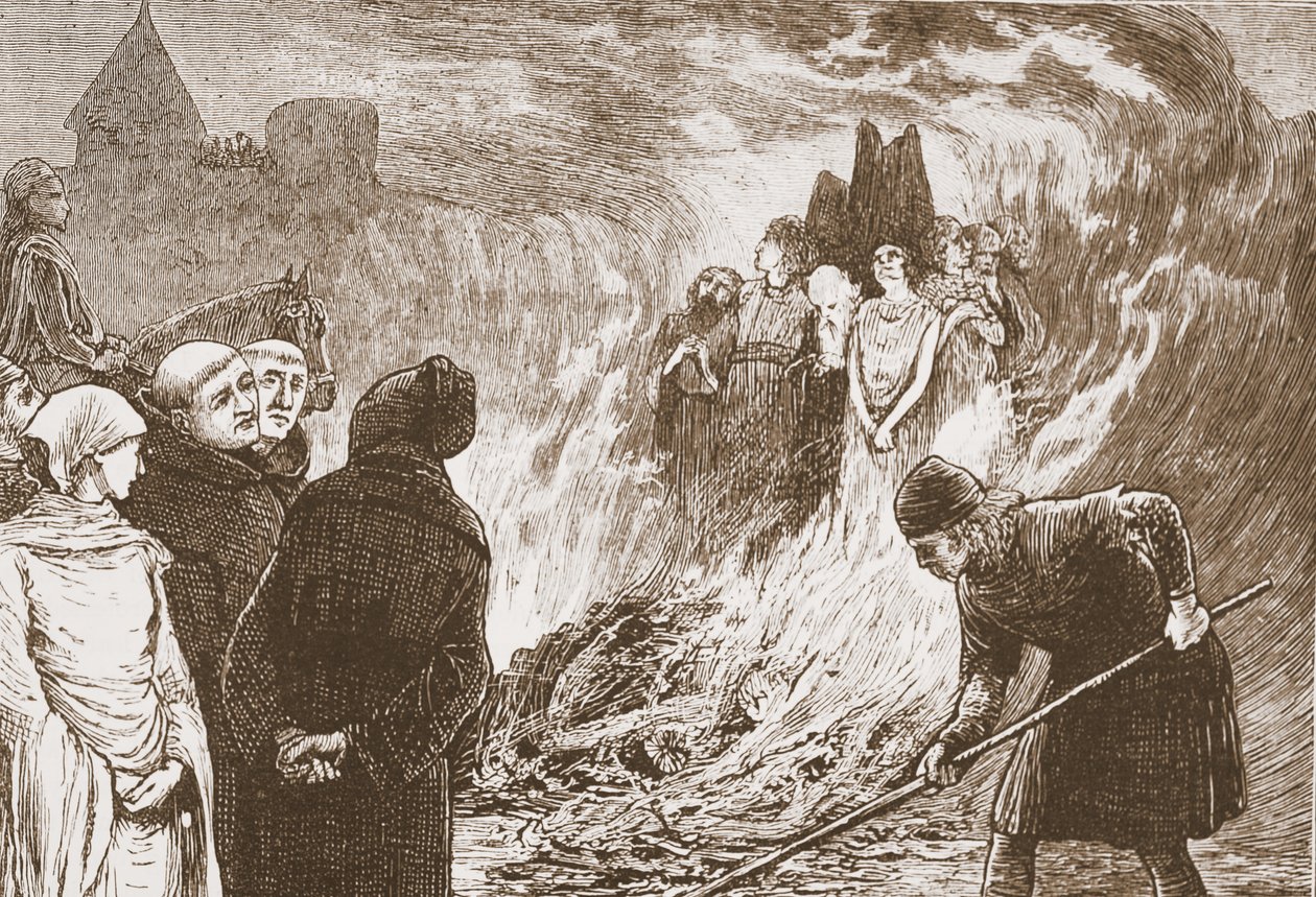 شهداء أورليانز ، رسم توضيحي من "تاريخ البروتستانتية" بقلم جيمس آيتكين وايلي (1808-1890) ، حانة. 1878 (نقش) بواسطة مدرسة اللغة الإنجليزية