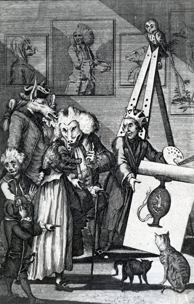 يقدم الرسام صورته لفحص خبراء ومتحفون ، 1774 بواسطة مدرسة اللغة الإنجليزية