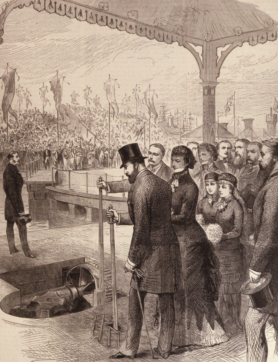 أمير ويلز يفتتح الأحواض الشمالية الجديدة في ليفربول ، من The London Illustrated London News ، 17 سبتمبر 1881 بواسطة مدرسة اللغة الإنجليزية